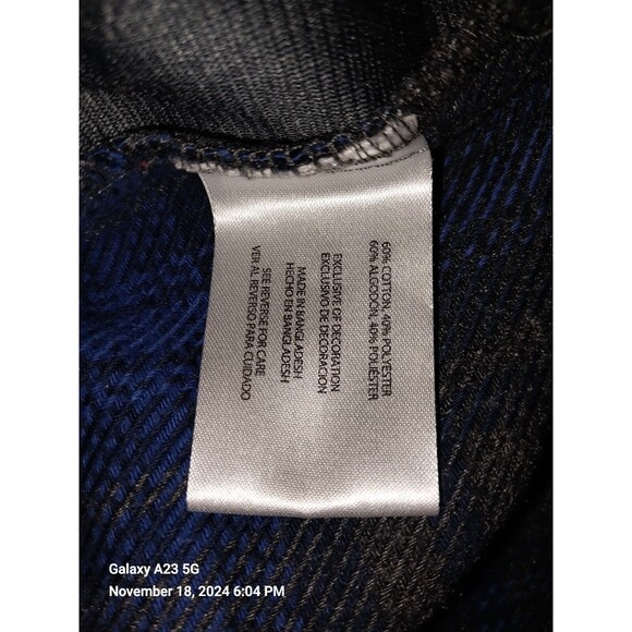 Orvis Mens Medium Heavy Flannel Shirt Jacket Blue & Gray Plaid Lumberjack - Picture 6 of 7